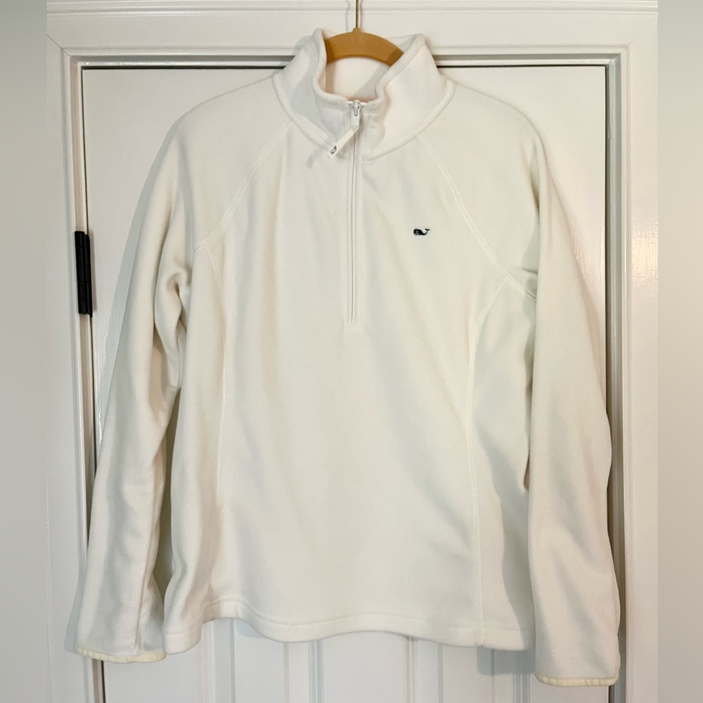 Vineyard Vines Cream Quarter Zip Pullover Fleece Size Medium